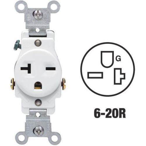Leviton S02-05821-WSP Grounding Single Outlet-WHT SINGLE OUTLET