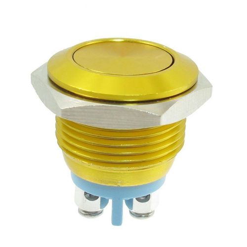 16mm Anti-Vandal Momentary GOLD Stainless Steel Metal Push Button Switch Flat
