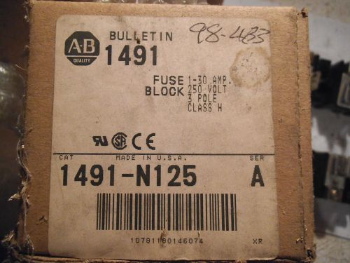 Allen bradley 1491-n125 two fuse blocks- 30 amp 250v 3 pole x-401977 for sale