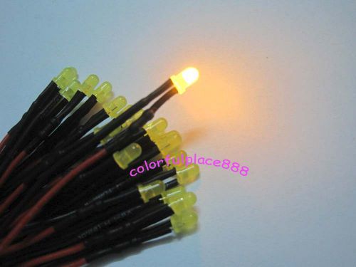 500pcs 3mm Yellow Diffused 9V 12V DC Pre-Wired LED Leds Light 20CM Free Shipping