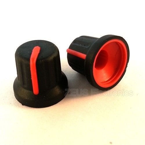 5 x Black Knob with Red Pointer for Potentiometer Hight 15 MM - Free Shipping