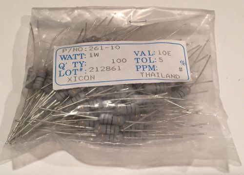 Xicon Metal Oxide Resistor for Tube Amp 10 Ohm - 1W - 5%  Pkg of 100 *NEW*