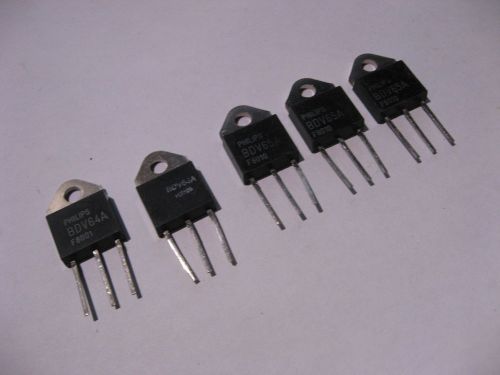 Lot of  5 Philips Darlington Power Transistors BDV64A and BDV65A - NOS