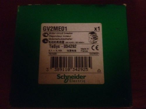 Schneider motor circuit breaker gv2-me01c 0.1-0.16a new in box for sale