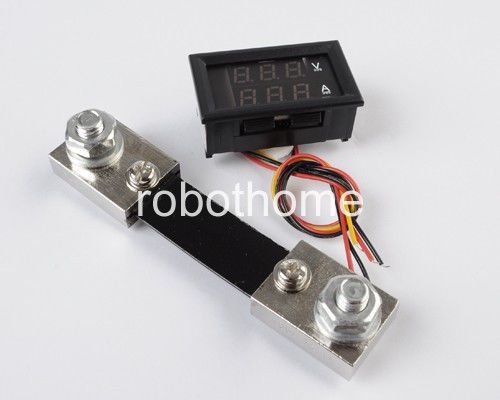Led digital volt meter ammeter voltage 0-50a + dc current sensor amp meter new for sale