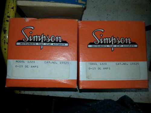 VINTAGE 0-15 D.C. Amps. SIMPSON, MODEL # 1223/ CAT.# 15525; New Old stock