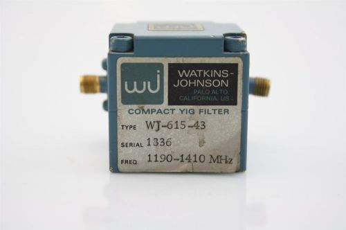 Watkins johnson wj microwave rf yig filter 1200-2000mhz 15mhz bw 5db i.l tested for sale