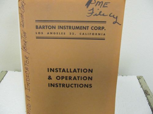 Barton Model 181 Indicator Installation &amp; Operating Instructions Manual