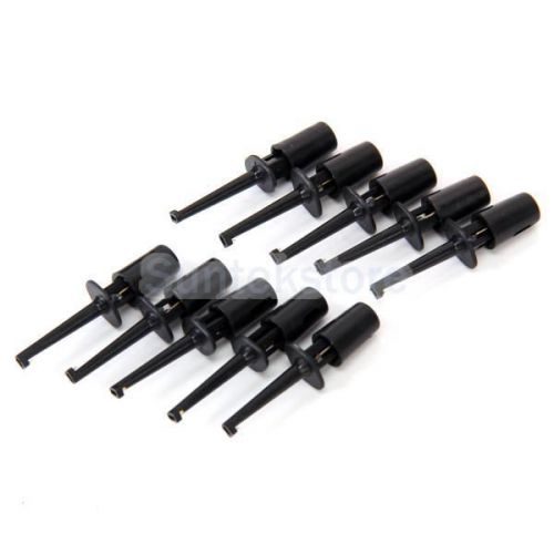10 x mini grabber test hook probe spring clip for pcb smd ic multimeter black for sale