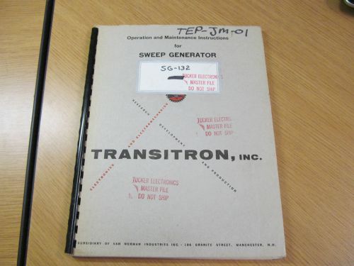 TRANSITRON SG-132 Sweep Generator Instruction Manual w/ Schematics 45762