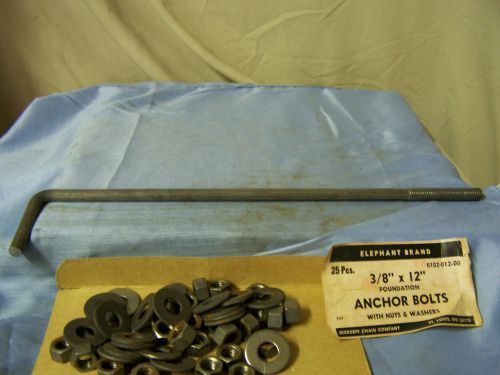 J Bolt Bent Anchor Bolt with Nuts &amp; Washers  3/8 in. x 12 in. Qty. 25