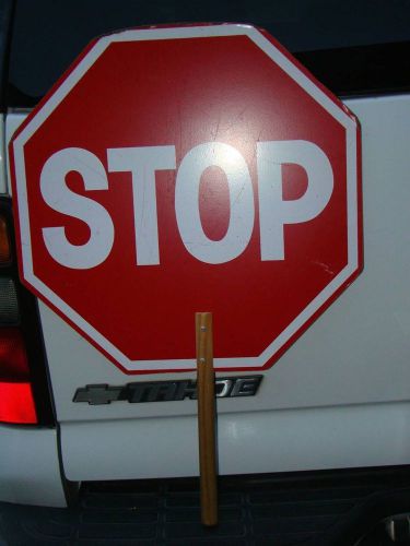 Crossing Guard Paddle Stop Sign Traffic Control Safety Wooden Handle 18 X 18
