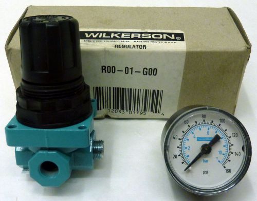 NEW WILKERSON R00-01-G00 PRESSURE REGULATOR WITH 49-035-000 0-160 PSI GAUGE