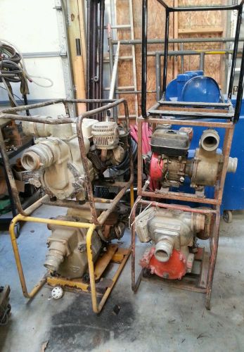 Lot of 4 water/trash pumps and new frame...need work. for sale
