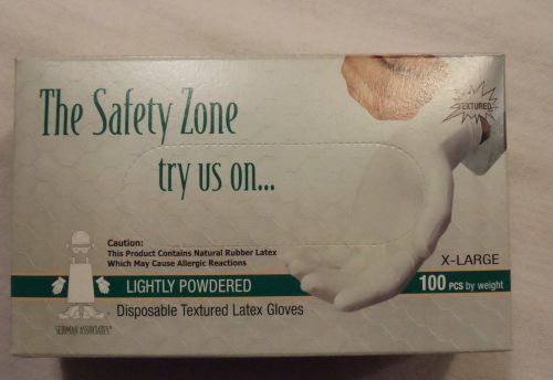 NEW The Safety Zone 100 X-LARGE Lightly Powdered Textured Latex Gloves FREE SHIP