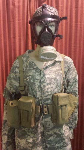 M-15 gas mask with filter, canvas survival harness, hydration canteen for sale