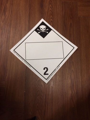 Inhalation hazard 2 placard, blank, e-z removable vinyl(lot 25) for sale