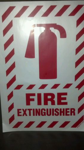 Fire Extinguisher Sign, 14&#034; x10&#034;,  White/Red