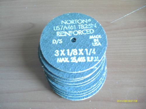 Lot 10 norton 3 x 1/8 x 1/4  57a461-tb25n reinforced cut off wheels for sale