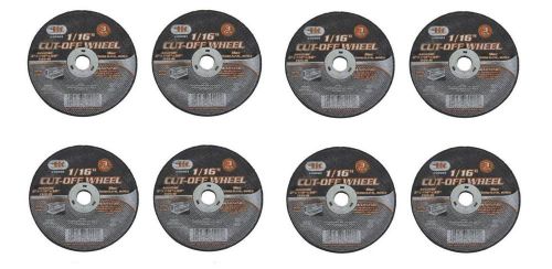 8 pc 3&#034; metal steel cut off wheel 1/16&#034; thickness 3/8&#034; arbor type 41 flat disc for sale