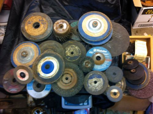 LARGE LOT OF USED GRINDING WHEELS WIRE BRUSHES AND MORE