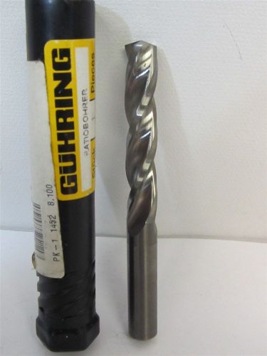 Guhring r-gs2, 01452-8.100, 8.1mm, 3 flute solid carbide jobber length drill bit for sale