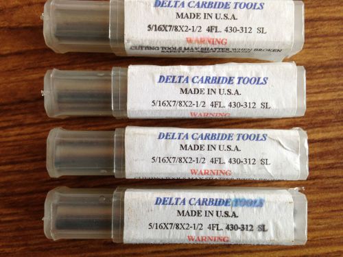 Lot of Four, Solid Carbide 5/16 x 7/8 x 2-1/2 - 4FL - Made in USA