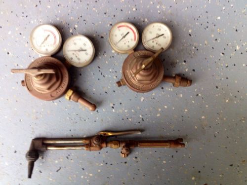 2 Victor Acetylene Gauges Gauge With Cutting Welding Torch Great Condition