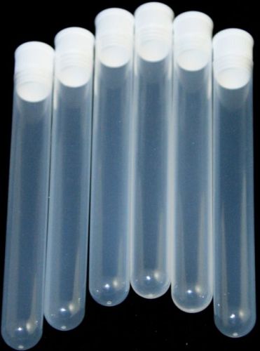Plastic PolypropyleneTest Tubes 12x75mm, w/Caps:pk/25
