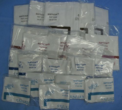 Lot of 20 Assorted Sizes Critikon Soft-Cuf Adult Blood Pressure Cuffs- 4 Sizes