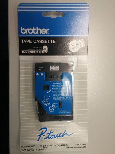 NEW Brother P-touch TC-20Z1 Black on White Label 3/8&#034; (9mm)
