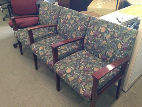 Set of 3 connecting lobby chairs by gunlocke 68&#034;l for sale