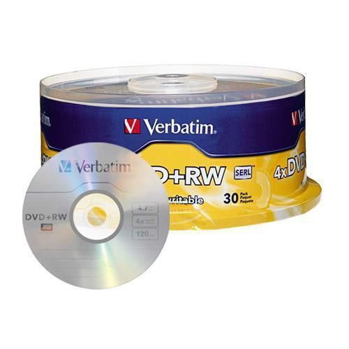 30-pack Verbaim 94834 4x DVD+RW Rewritable Blank Recordable DVD DVDR Media Disk