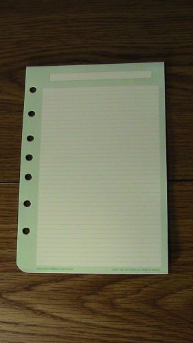 DAY-TIMER LINED PAGES, FITS 5 1/2 B 8 1/2, 3 &amp; 7 RING BINDERS, GREEN