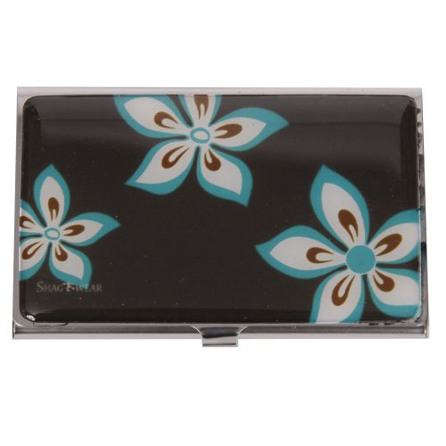 New Business Card / Credit Card Holder by Shagwear Turquoise Flowers