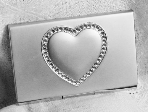 RHINESTONE HEART BUSINESS CARD HOLDER  Pre-Owned