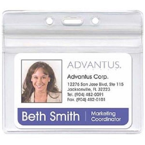 Advantus 75523 Re-sealable Badge Holder - 3.8&#034;x2.6&#034; - Vinyl - 50/Pk -Clear