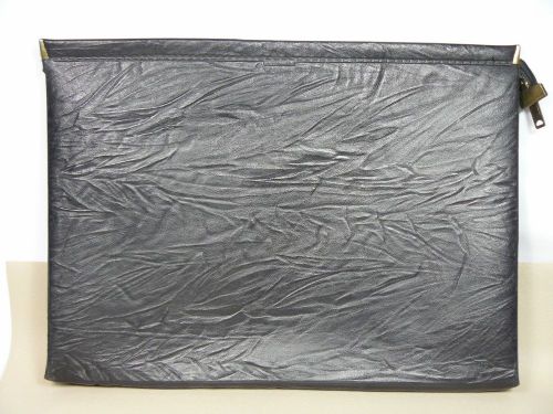 Vtg FORWARD Black Faux Leather Zippered Document Holder Protector 15 x 11 in
