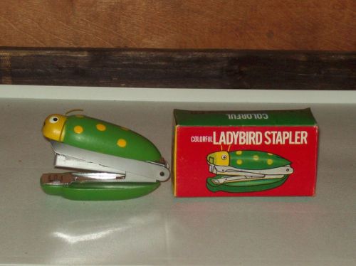 Vintage Colorful Ladybird Stapler Made In Japan w/ Original Box