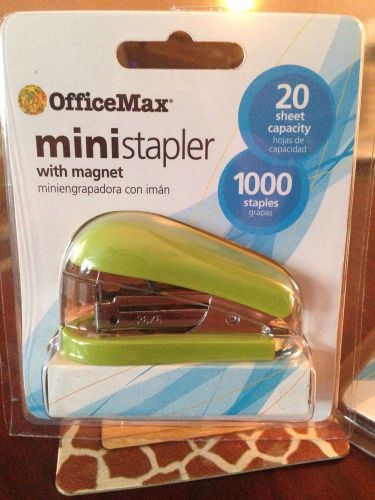 Office Max Mini Stapler with Magnet Green