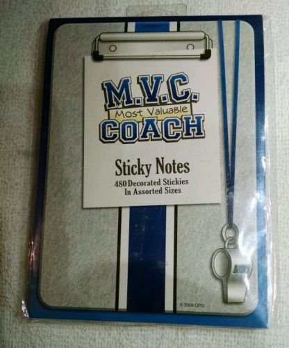 M.V.C. Most Valuable Coach  Sticky Notes -- &#034;480 PCS&#034; 6 Different Sizes   New