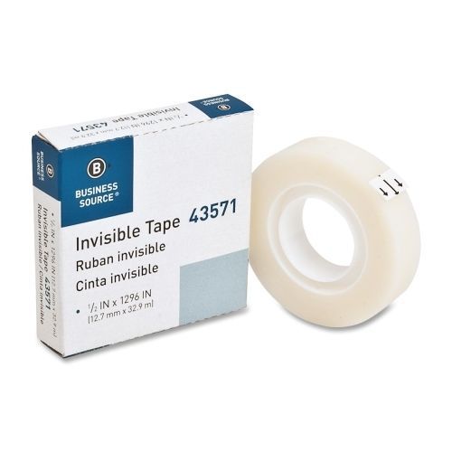 LOT OF 6 Business Source Invisible Tape - 0.50&#034; Width x 36 yd L - 1&#034; Core