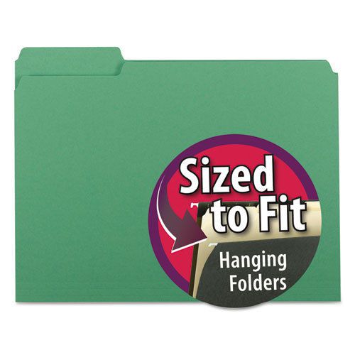 Interior file folders, 1/3 cut top tab, letter, green, 100/box for sale