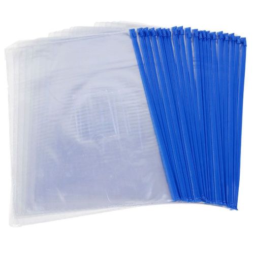 NEW Blue Clear Size A4 Paper Slider Zip Closure Folders PVC Files Bags 20PCS