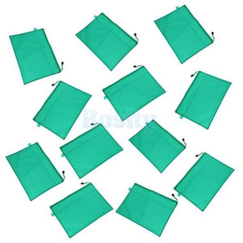 12pcs green waterproof zipper closure netty gridding a4 paper document files bag for sale