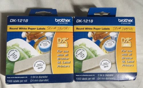 2 Brother DK1218 Round White Paper Labels for QL Label Printers, DK-1218