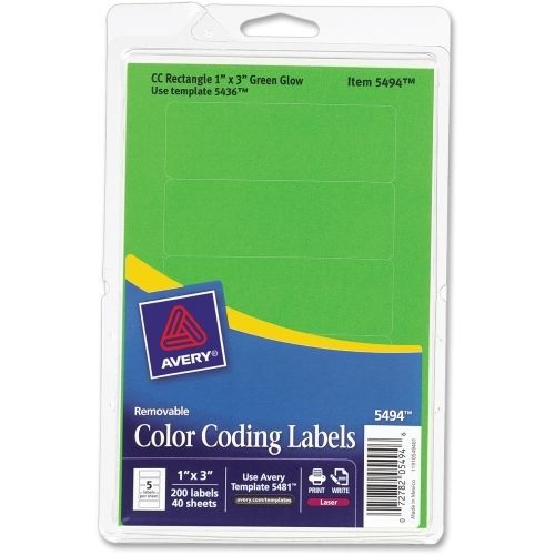 LOT OF 4 Avery Color Coding Multipurpose Label - 200/Pk - Neon Green