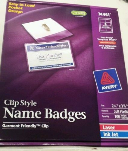 Avery Top Loading Clip Style Name Badge Holder #74461 / 1 Box for Sale.