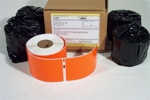 2.125 X 3.9375&#034; DIRECT THERMAL ORANGE (PMS 1505) SEIKO/DYMO LABELS-6 ROLLS @ 220