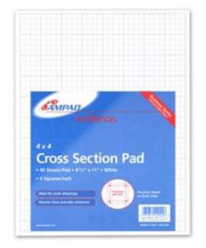 Ampad cross section pad 8-1/2&#039;&#039; x 11&#039;&#039; white 4&#039;&#039; x 4&#039;&#039; 20lb bond 40 sheets for sale